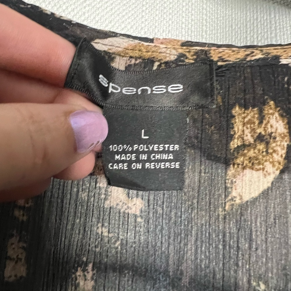 Spense Black and Beige Sheer Sleeveless Blouse - Picture 3 of 9